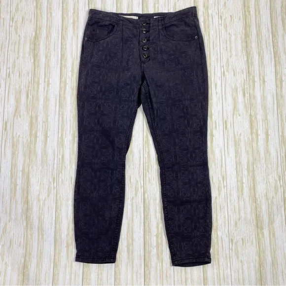Anthropologie Pilcro and The Letterpress High Rise Skinny Gray Jacquard Pants - Picture 6 of 7